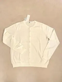 新品　ユニクロ　UVカットクルーネックカーディガン　XL オフホワイト