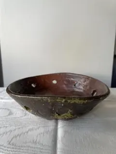 虫明焼 雁の絵 菓子皿 黒井千左 造 共箱 共布 岡山県重要無形文化財