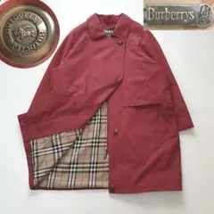【15号3L】Burberry ステンカラーコート　ノバチェック キルティング赤