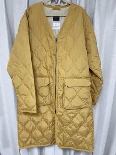 TAIONミリタリー Vネックジップ ダウンコート イエロー