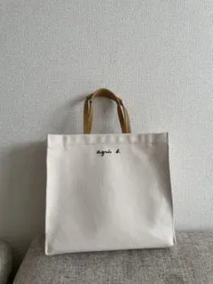 美品⭐︎agnis b. クリームキャンバストートバッグ
