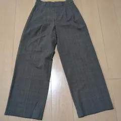 GU チェック柄 ワイドパンツ (S-10)