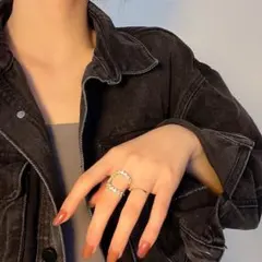 【大人気】レディース 指輪 ゴールド お洒落 結婚式 リング 2点セット