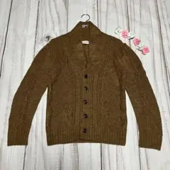 【グランドグローバル】（M）ショールカラー風 ケーブルニットカーディガン