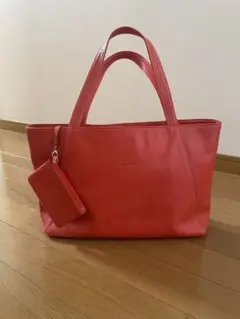 kitamura キタムラ 本革 レザー トートバッグ 赤(レッド) ポーチ付き