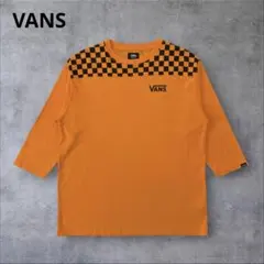 VANS ヴァンズ バンズ チェッカー柄７分袖Tシャツ オレンジ Lサイズのサムネイル
