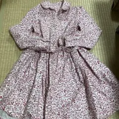 赤と白の花柄 フレアドレス フレアワンピース