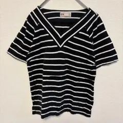 【DAKS ダックス】ボーダー柄カットソー　Tシャツ　Mサイズ　【E30】のサムネイル