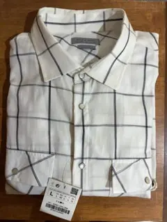 ZARA ザラ チェック柄シャツ Lサイズ ホワイト/グレー