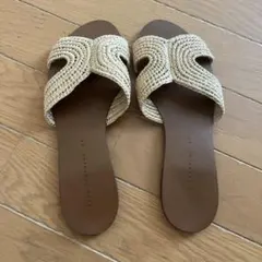 ZARA TRAFALUC 編み込みサンダル 37 フラット　ザラ