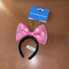 新品　ミニー　ピンク リボン　カチューシャ　キーチェーン　キーホルダー