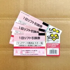 【早いもの勝ち】マックアース関西6スキー場 1日リフト引換券 3枚セット