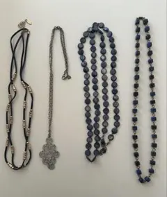 ヴィンテージネックレスネイビー系4個セットまとめ売り