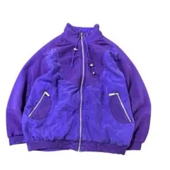 90s シルクジャケット　異素材　ブルゾン　古着　パープル　8La