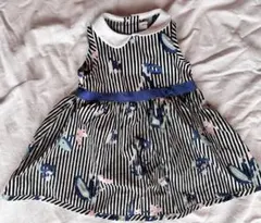 センスオブワンダー 80cm ワンピース ストライプ 花柄 襟付き ノースリーブ