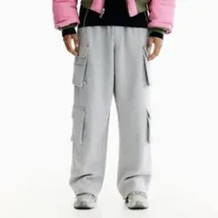 完売アイテム　heron preston h&m カーゴスウェットパンツ グレー
