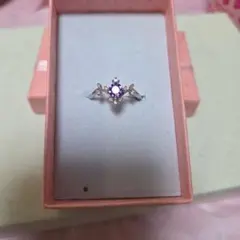 アメジスト天然石 リング 花デザイン
