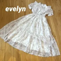 お値下げ♪ evelyn ラメフリル花柄OP ピンク　花柄 半袖ワンピース