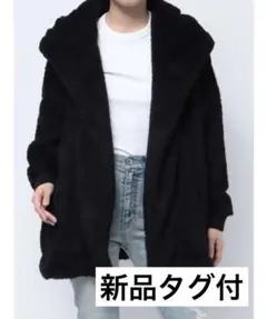 極美品】NIKE ナイキ 総柄スウッシュ ボアコート ロング丈 ブラック 