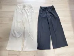 GU キッズ 140 リブプルオンパンツ 白黒2枚セット