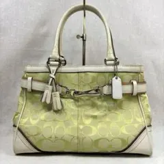 coach ヴィンテージコーチ トートバッグ オールレザー ターンロック 緑