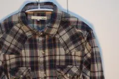 古着風チェックシャツ　茶色　Lサイズ　レギュラーフィット　ヴィンテージ風