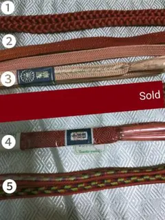 ♦SALE♦帯締め新品２本+美品３本の５本セット　橙色、肌色系