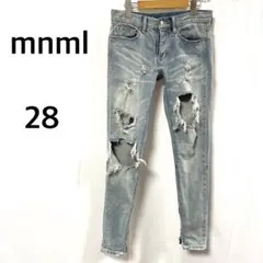 ミニマル デニム Gパン ダメージ加工 スキニー ストレッチ 裾ジップ