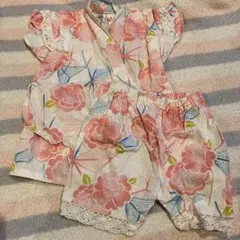 ベビー甚平 女の子 花柄 レース 90cm