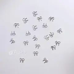 ♡増量中♡ネイルパーツ　ミニ　リボン　ブラック　デコ　黒　25p