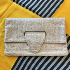 ユナイテッドアローズ　アイボリー クロコダイル風 クラッチバッグ