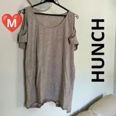 HUNCH❤オープンショルダー 半袖カットソー チュニックベージュ系Mのサムネイル