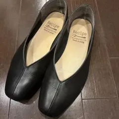 Recipe⭐︎Vカットスクエア革靴黒23.0