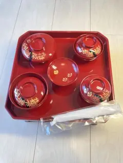 赤い漆器 お食い初めセット