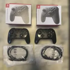 任天堂Switch Proコントローラー２台箱ケーブル付き　ジャンク品