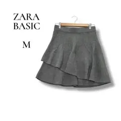 ZARA BASIC レディース　ひざ丈フレアスカート　グレー　M ウエストゴム