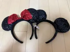 ディズニー キラキラスパンコール ミッキー ミニー カチューシャ ペアセット