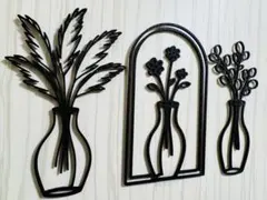 【北欧風 花瓶ラインアート ウォールデコ（3種）】