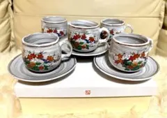 九谷焼のデミタスカップ＆ソーサーセット5客