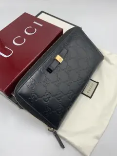 GUCCI グッチ シマ ラウンドファスナー 長財布 ブラックのサムネイル