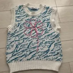 ZARA 花柄刺繍ノースリーブニット