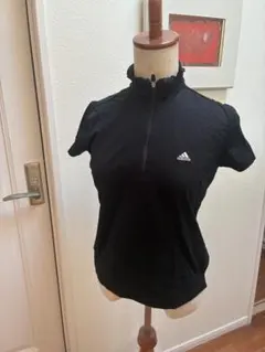 adidas レディース ハーフジップ シャツ 黒