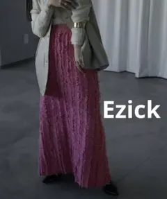Ezick エジック フリンジニットスカート　ロングスカート　ピンクのサムネイル