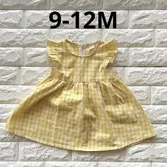 SHEIN ギンガムチェックワンピース　9-12M イエローのサムネイル
