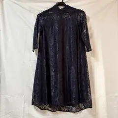 ネイビー レース 七分袖 ワンピース　オケージョンワンピース