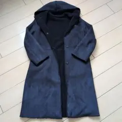 フード付きスエード風ロングコート