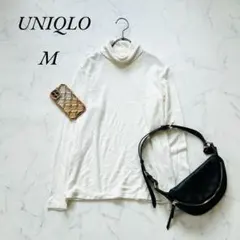 《UNIQLO》長袖/カットソー/タートルネック/暖かい/ヒートテック/白/M