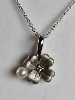 シルバー ネックレス　ダイヤモンド　パール