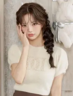 Darich ダーリッチ ファンシービーズDDロゴニットトップス アイボリー