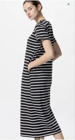 ユニクロ UNIQLO エアリズムコットンブラワンピース M ボーダー